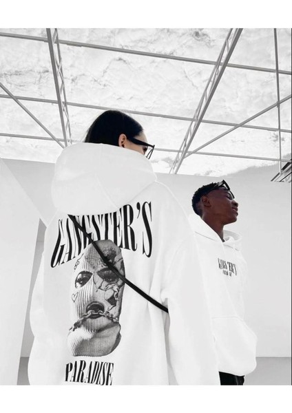Unisex Gangster Baskılı Oversize Sweatshirt Hoodie