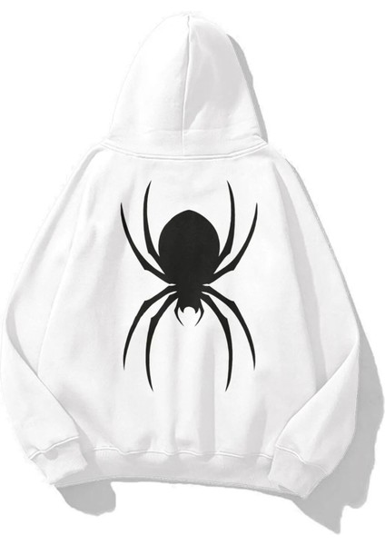 Unisex Spider Örümcek Baskılı Oversize Sweatshirt Hoodie