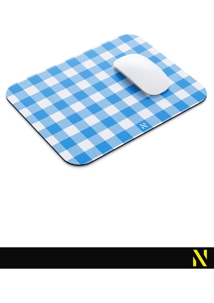 Mavi Ekose Pötikare Desenli Ergonomik Mouse Pad - 23 x 19 cm - Kaymaz Taban Ev ve Ofis Kullanımı Fare Altlığı Mousepad modelleri
