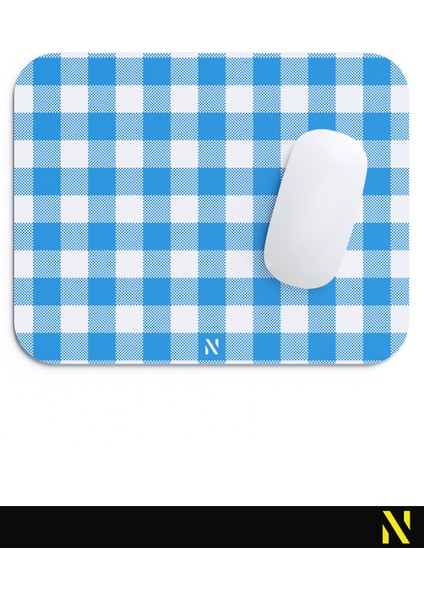 Mavi Ekose Pötikare Desenli Ergonomik Mouse Pad - 23 x 19 cm - Kaymaz Taban Ev ve Ofis Kullanımı Fare Altlığı Mousepad fırsatları