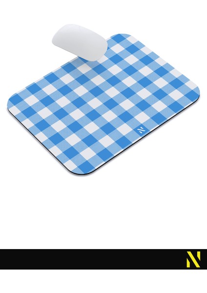 Mavi Ekose Pötikare Desenli Ergonomik Mouse Pad - 23 x 19 cm - Kaymaz Taban Ev ve Ofis Kullanımı Fare Altlığı Mousepad indirimleri