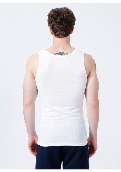 Slim Fit Düz Beyaz Erkek Atlet - 100TDNATL007002XL