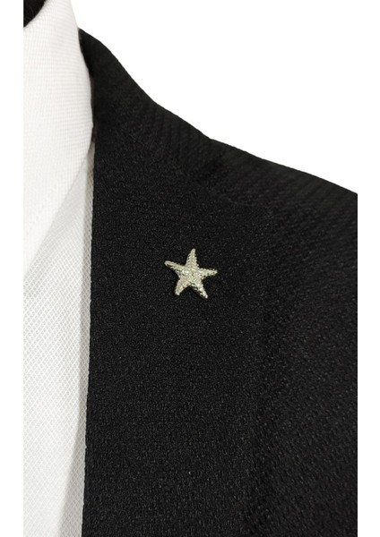 Deniz Yıldızı Figürlü Gümüş Gri Renginde Metal Ceket Yaka Iğnesi Yaka Broşu