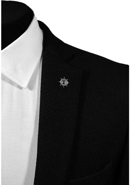 Dümen Görünümlü Black Nikel Renginde Zincirsiz Yaka Iğnesi Yaka Broşu