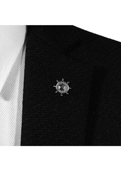 Dümen Görünümlü Black Nikel Renginde Zincirsiz Yaka Iğnesi Yaka Broşu modelleri