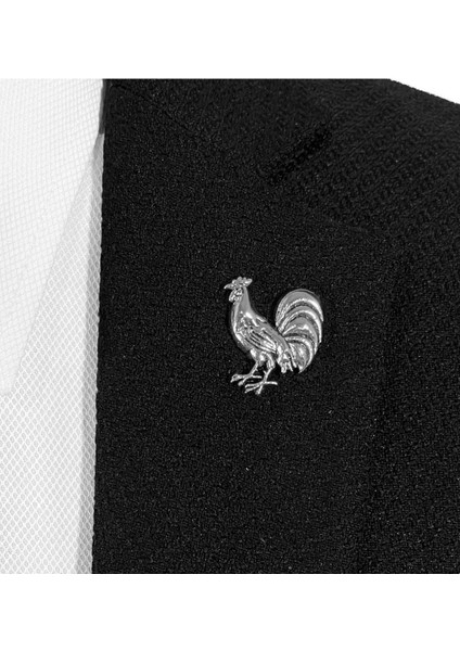 Horoz Şeklinde Gri Renk Ceket Yaka Iğnesi Broş modelleri