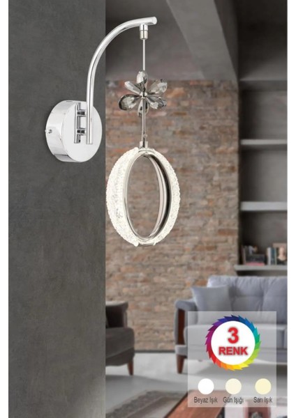 Istanbul Avize Zeus Aplik Gümüş 3 Renk Ledli Modern LED Avize