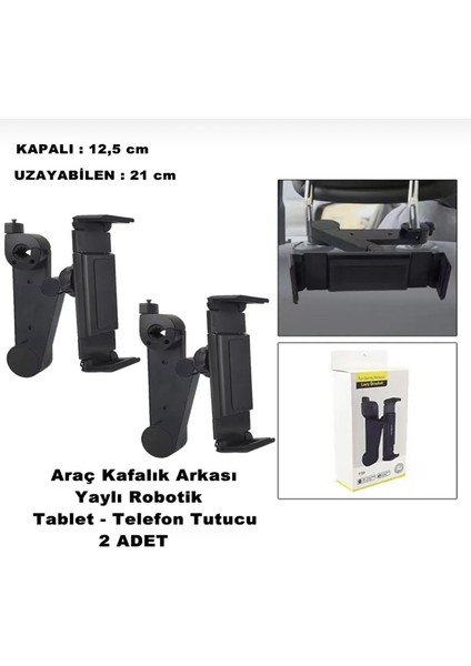 Tablet ve Telefon Tutucu Araç Içi Arka Koltuk Kafalık Model Robotik Profesyonel