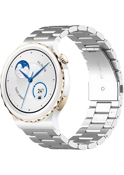 Huawei Watch Gt3 Pro 43MM Seramik Uyumlu Kordon Klasik Baklava Model Paslanmaz Çelik Metal Kayış
