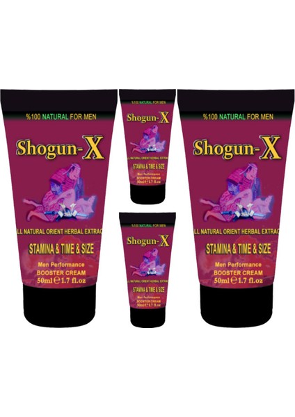 Shogun-X Extra Size Cream 4 Adet 50ML Erkeklere Katılaştırıcı Şekillendirici Süre Uzatıcı Özel Krem