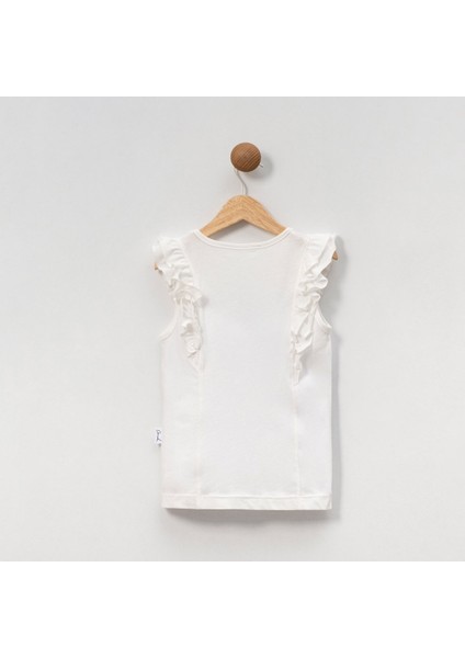 Kız Çocuk Çiçekli Fırfırlı Kısa Kollu %100 Pamuklu T-Shirt fırsatları