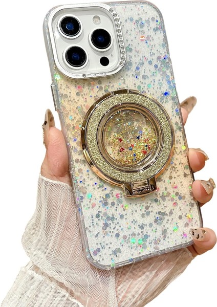 iPhone 13 Kılıf Damla Simli Renk Geçişli Manyetik Şarj Özellikli Bling Kapak