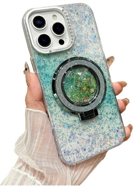 iPhone 13 Kılıf Damla Simli Renk Geçişli Manyetik Şarj Özellikli Bling Kapak