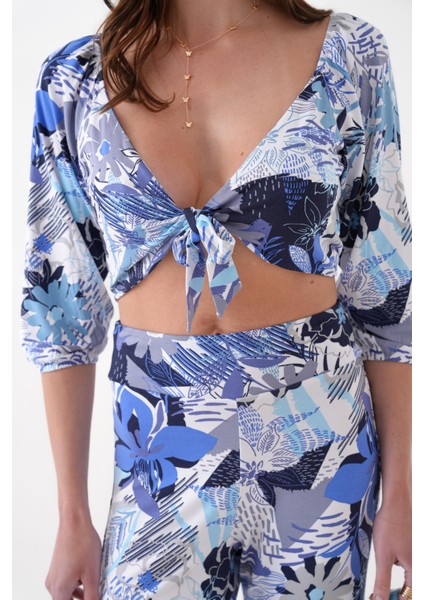 Çiçek Desenli Penye Bluz Pantalon Takım modelleri