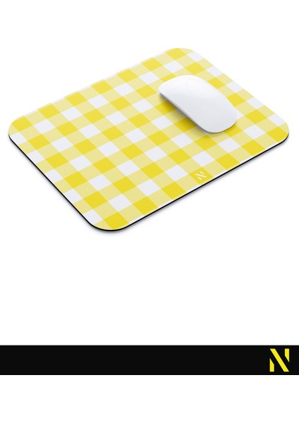 Sarı Ekose Pötikare Desenli Ergonomik Mouse Pad - 23 x 19 cm - Kaymaz Taban Ev ve Ofis Kullanımı Fare Altlığı Mousepad modelleri