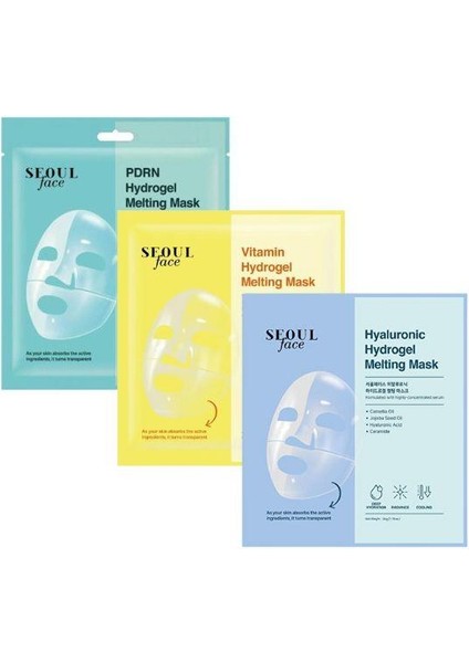 Pdrn Vitamin ve Hyalüronik Eriyen Şeffaflaşan Nemlendirici Melting Yüz Maskesi Seti 34 Gr.