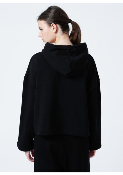 Kapüşonlu Oversize Düz Siyah Kadın Sweatshirt - Jxcarla Ls Oversize Hoodie By modelleri