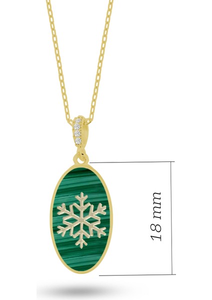 Doğal Taşlı Kar Tanesi Gümüş Oval Kolye Malahit Taşlı Sarı Maden modelleri