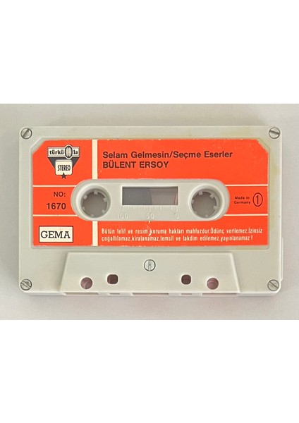 Bülent Ersoy Selam Gelmesin / Seçme Eserler Kaset (Türküola 1670 Alman Baskı Kartonet Yoktur Sadece Kasettir Dönem Baskı Kaset)