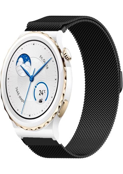 Huawei Watch Gt3 Pro 43MM Seramik Uyumlu Kordon Hasır Metal Örgü Mıknatıslı Milano Kayış