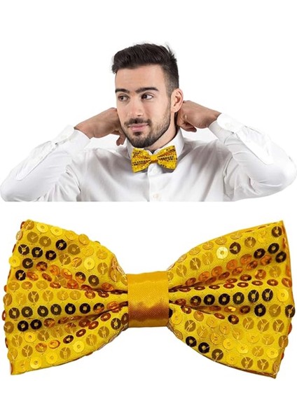 Gece Işıltısı Altın Payetli Pullu Papyon 7x2 cm fiyatları