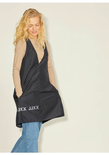 Jxmaia V-Neck Hype Dress Ln V Yaka Düz Siyah Kadın Midi Elbise modelleri