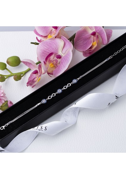 Nazar Boncuğu Sonsuzluk Model-2 925 Ayar Gümüş Kadın Bileklik modelleri