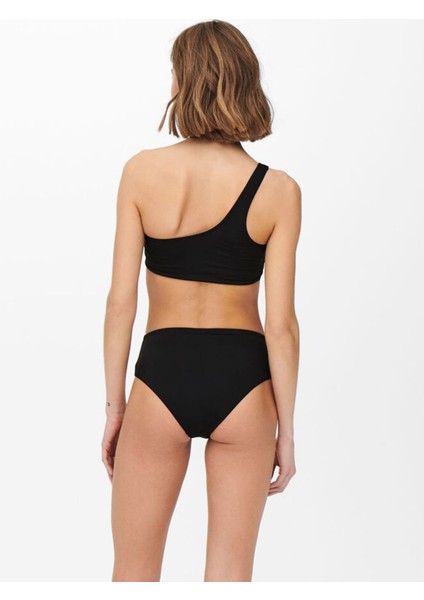 Onltassy One- Shoulder Top Normal Kalıp Düz Siyah Kadın Bikini Üst fiyatları
