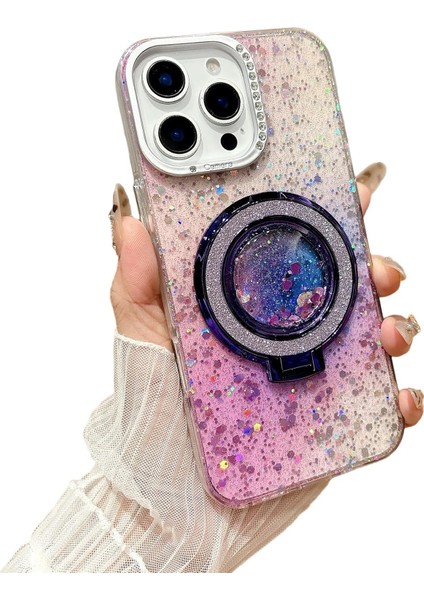 iPhone 13 Kılıf Damla Simli Renk Geçişli Manyetik Şarj Özellikli Bling Kapak