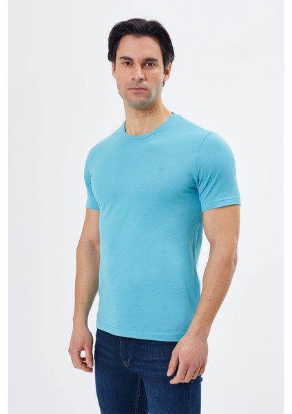 Regular Fit Bisiklet Yaka %100 Pamuk Kısa Kollu Basic Penye T-Shirt-PE3601TY22 fırsatları