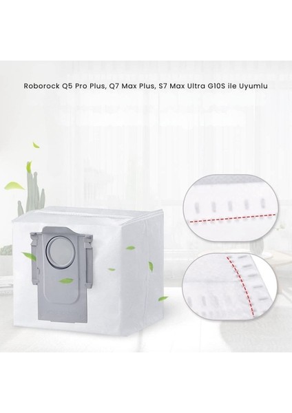Roborock S7 Maxv Ultra, S7 Max Ultra, Q5+, Q7+, Q7 Max+, S8 Pro Ultra, S8+ Robot Süpürge Toz Torbası 4 Adet indirimleri