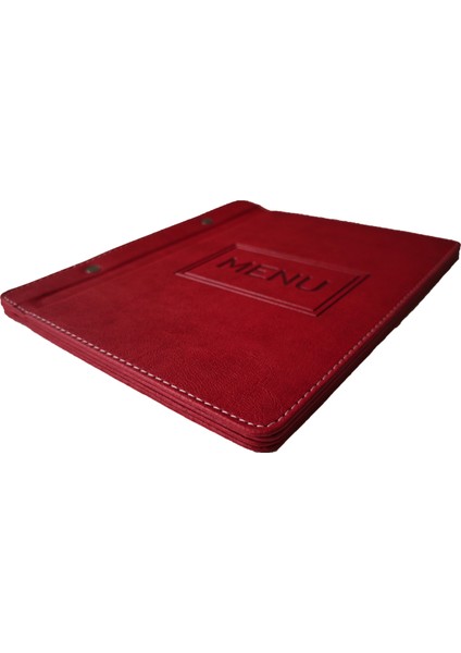 A5 - 5 Yapraklı Deri Menü Kabı - 23X15 cm (Kırmızı) fiyatları