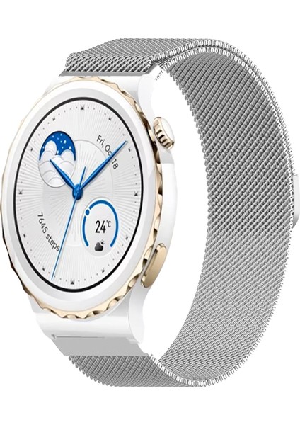 Huawei Watch Gt3 Pro 43MM Seramik Uyumlu Kordon Hasır Metal Örgü Mıknatıslı Milano Kayış