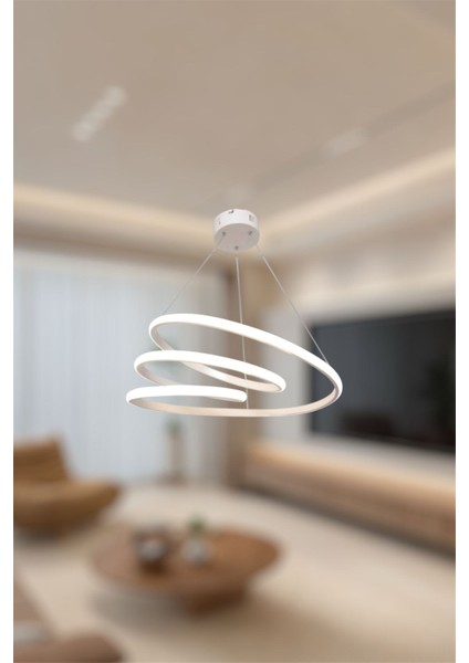 Modern Beyaz Space Model 3 Renk (Beyaz&sarı&günışığı) LED Avize
