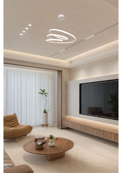 Modern Beyaz Space Model 3 Renk (Beyaz&sarı&günışığı) LED Avize