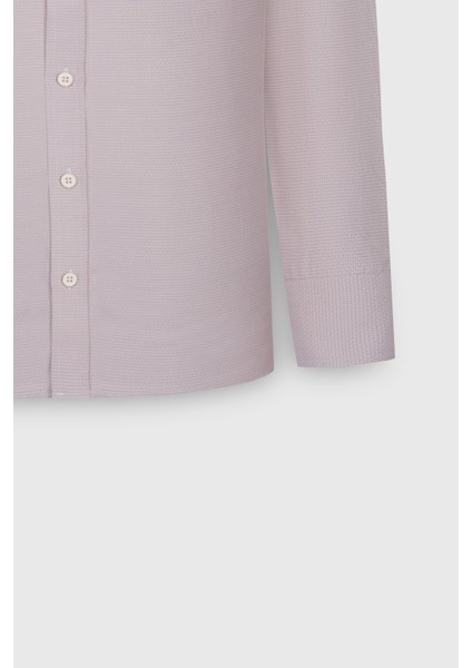 Pamuklu Oxford Slim Fit Dar Kesim Gizli Düğmeli Yaka Armürlü Gömlek modelleri