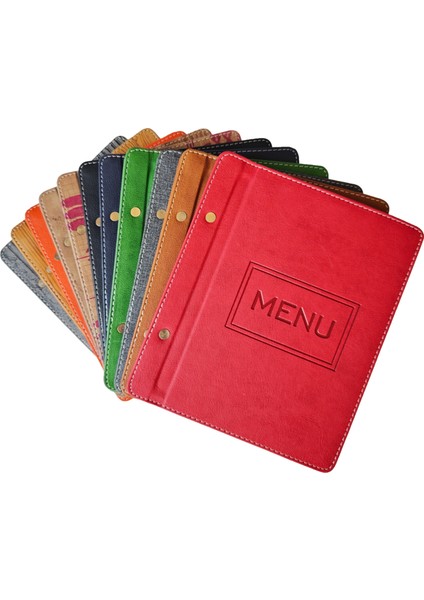 A5 - 5 Yapraklı Deri Menü Kabı - 23X15 cm (Gri-Siyah Çizgili) fırsatları
