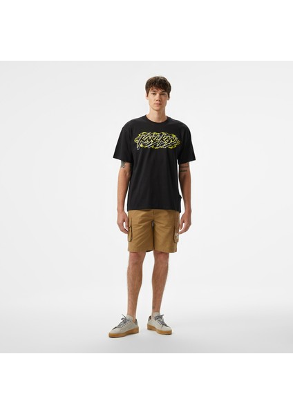 Retro Washed Cargo Erkek Siyah Şort.1