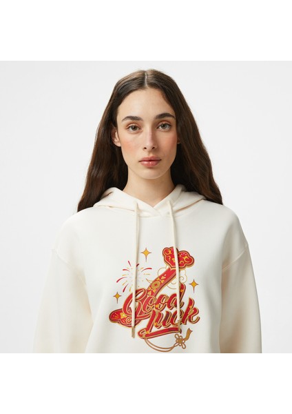 Cny Good Luck Kadın Beyaz Hoodie.1 fırsatları