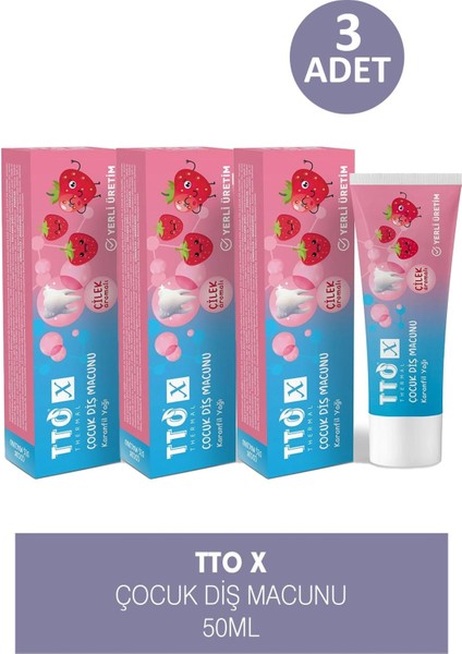 x Çocuk Diş Macunu Çilek Aromalı 50 ml 3 Adet