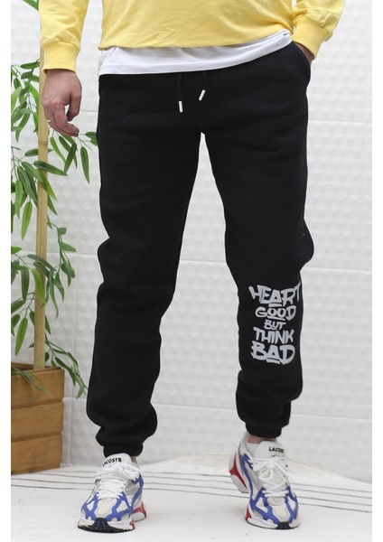 Erkek Kışlık 3 Iplik Şardonlu Eşofman Altı Heart Baskı modelleri