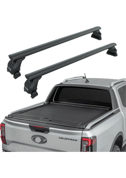 Ford Ranger Wildtrak (2023-2025) Kasa Üstü Bed Rack Taşıyıcı Bar – Siyah | Kilitli Sistem | Vida Montajlı