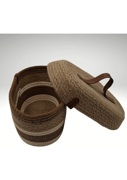 2'li Hasır Kapaklı Sepet, Oval Jüt Kapaklı Sepet, %100 Doğal Hasır Sepet, Çok Amaçlı Dekoratif Hasır modelleri