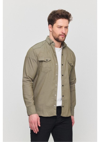 Slim Fit Çift Cepli Çıtçıtlı Dar Kalıp Pamuklu Kot Gömlek indirimleri
