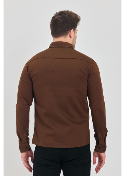 Slim Fit Çift Cepli Çıtçıtlı Dar Kalıp Pamuklu Kot Gömlek