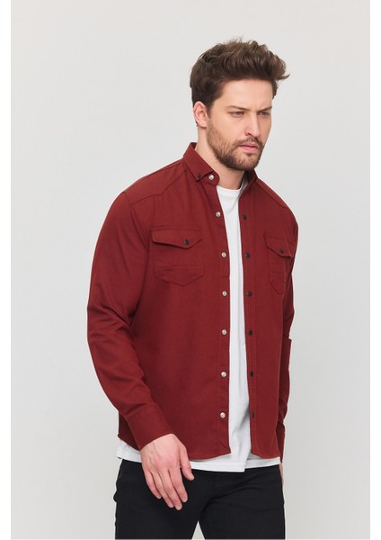 Slim Fit Çift Cepli Çıtçıtlı Dar Kalıp Pamuklu Kot Gömlek
