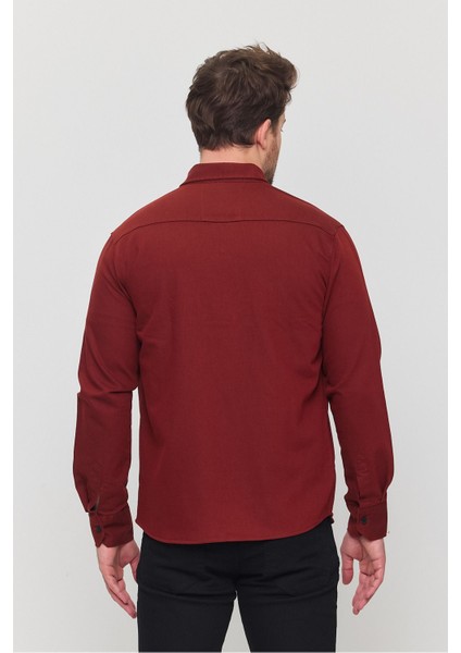 Slim Fit Çift Cepli Çıtçıtlı Dar Kalıp Pamuklu Kot Gömlek