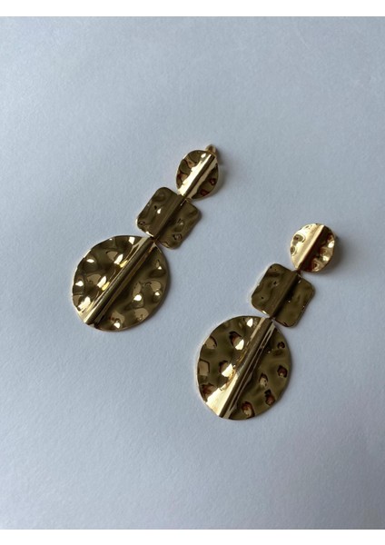 Ezme Plaka Sallantılı Altın Renk Küpe modelleri