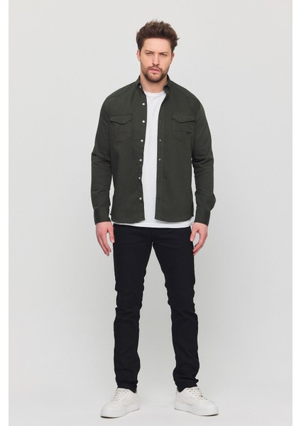 Slim Fit Çift Cepli Çıtçıtlı Dar Kalıp Pamuklu Kot Gömlek fırsatları