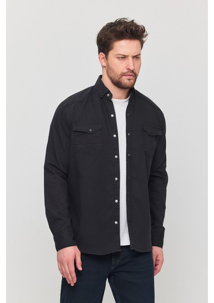 Slim Fit Çift Cepli Çıtçıtlı Dar Kalıp Pamuklu Kot Gömlek indirimleri